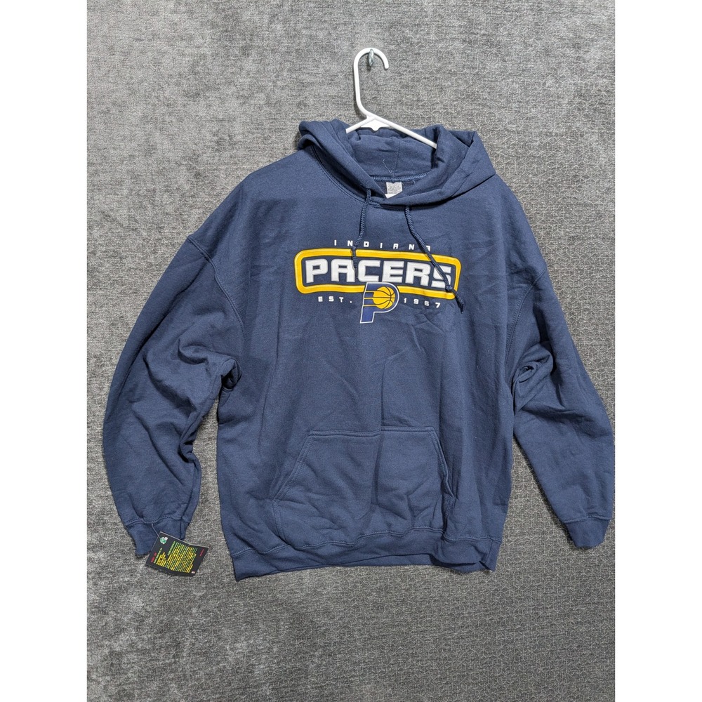 NBA Indiana Pacers Hoodie Mens XL Blue Pullover Sweatshirt Basketball Graphic